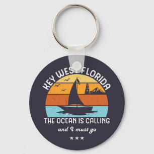 Vintage Retro Key West Florida Sailing Key Ring