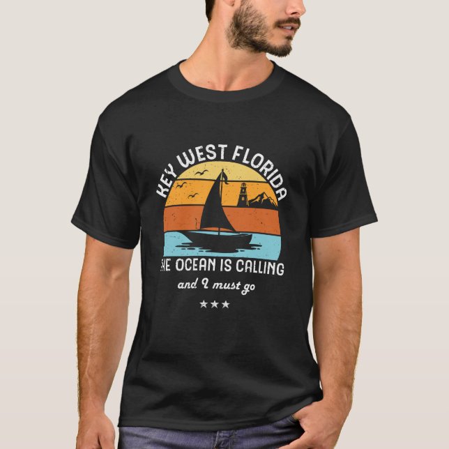 Vintage Retro Key West Florida Sailing T-Shirt (Front)