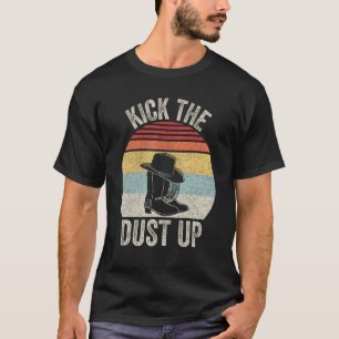 Vintage Retro Kick The Dust Up Cowboy Cowgirl West T-Shirt