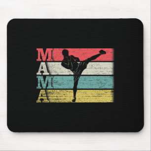 Vintage Retro Kickboxing Mama Kickbox Silhouette F Mouse Pad
