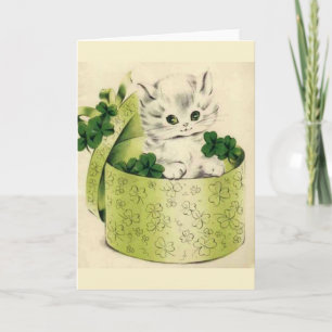 Vintage Retro Kitten Saint Patrick's Day Card