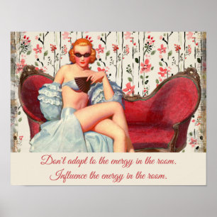Vintage Retro Lady Confidence & Motivational Quote Poster