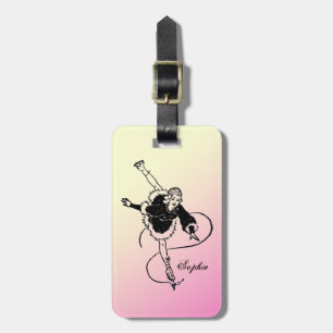 Vintage Retro Lady Figure Skating Personalised Luggage Tag