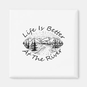 Vintage Retro Life Is Better At The River Magnet