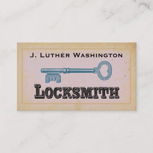 Vintage Retro Locksmith Professional Business Card (Front)