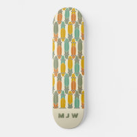 Vintage Retro Longboards Pattern Monogrammed Skate