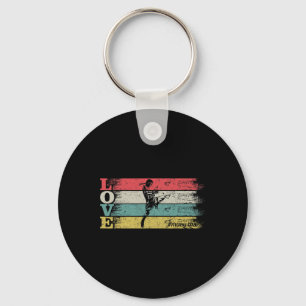 Vintage Retro Love Mma Kickboxing Muay Thai Silhou Key Ring