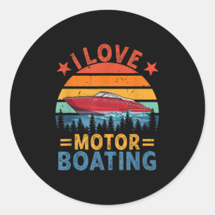 Vintage Retro Love Motor Boating Funny Speed Boat Classic Round Sticker
