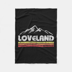 Vintage Retro Loveland Colorado Mountain Bike Skii Fleece Blanket