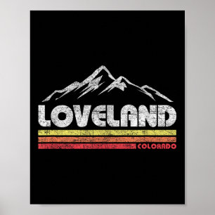 Vintage Retro Loveland Colorado Mountain Bike Skii Poster