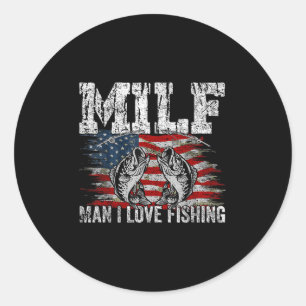 Vintage Retro M.i.l.f Man I Love Fishing Funny Fis Classic Round Sticker