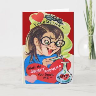 Vintage Retro Mad Scientist Valentine Card