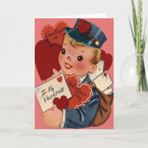 Vintage Retro Mailman Valentine Card