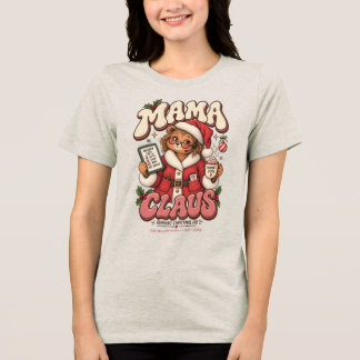 Vintage Retro Mama Claus Santa Bear Christmas HQ Tri-Blend Shirt