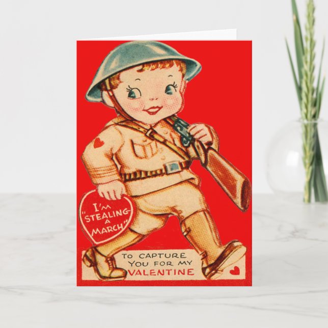 Vintage Retro Marching Soldier Valentine Card (Front)
