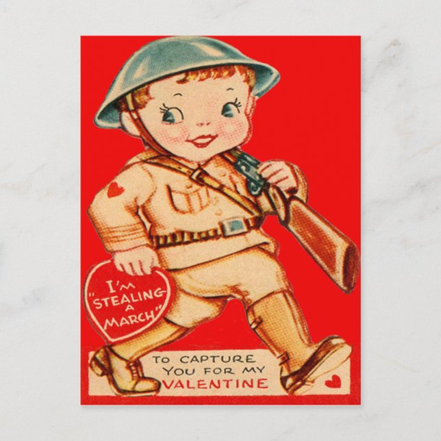 Vintage Retro Marching Soldier Valentine Card (Front)