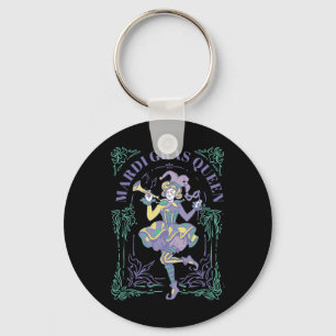 Vintage Retro Mardi Gras Queen New Orleans Carniva Key Ring