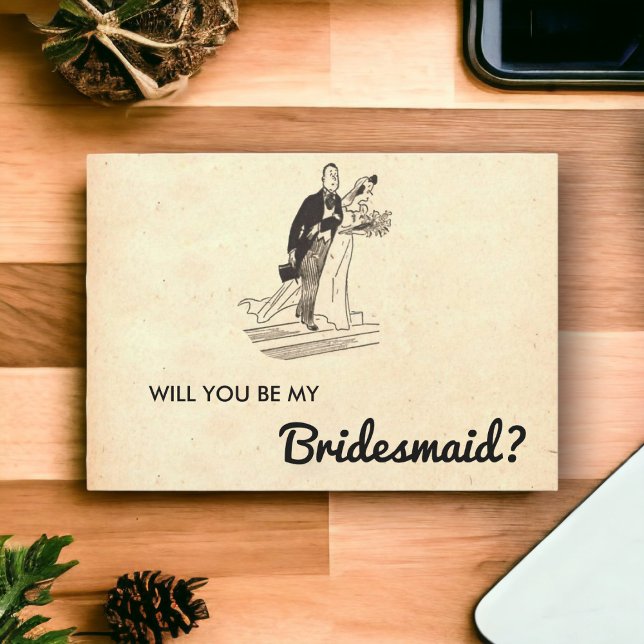 Vintage Retro Married Couple Old Bridesmaid Card (Creator Uploaded)