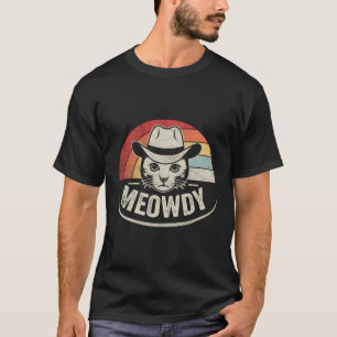 Vintage Retro Meowdy Funny Country Music Cat Cowbo T-Shirt