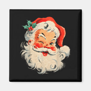 Vintage Retro Merry Christmas Cool Santa Claus Fac Magnet