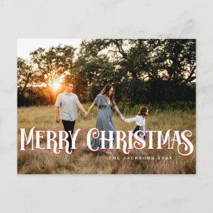 Vintage Retro Merry Christmas Design Postcard