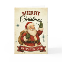 Vintage Retro Merry Christmas & Happy New Year