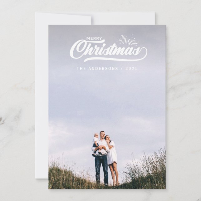 Vintage retro merry Christmas. Holiday Card (Front)