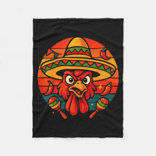 Vintage retro mexican chicken cinco de mayo fleece blanket