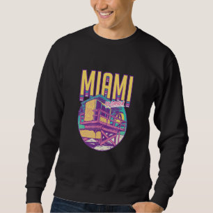 Vintage Retro Miami Beach Lifeguard Tower Tropical Sweatshirt