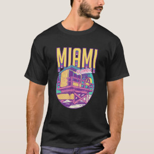Vintage Retro Miami Beach Lifeguard Tower Tropical T-Shirt