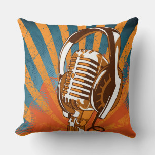 Vintage Retro Microphone Cushion