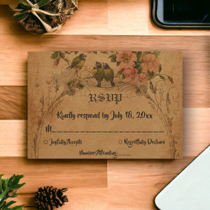 Vintage Retro Mid Century Classic Floral Wedding RSVP Card