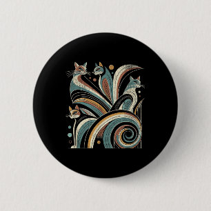 Vintage Retro Mid-century Modern Look Cats 50s 60s 6 Cm Round Badge