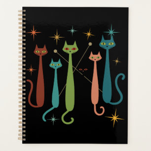 Vintage Retro Mid-Century Modern Look Cats 50s 60s Planner