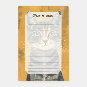 Vintage Retro Minimalist Tabby Cat Portrait Post-it Notes