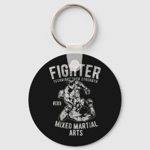 Vintage Retro MMA Men Boys Fighter Mixed Martial Key Ring