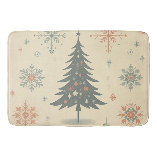 Vintage/Retro modern Christmas/winter Bath Mat (Front)