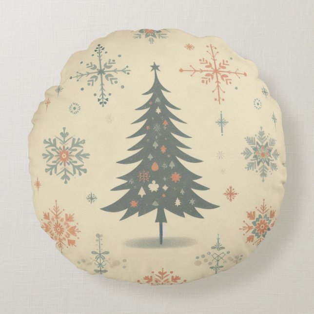 Vintage/Retro modern Christmas/winter Round Cushion (Front)