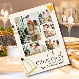 Vintage,Retro,Modern Script, Merry Christmas Photo Holiday Card