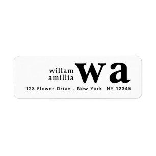 Vintage Retro Monogram Typography Design Return Address Label