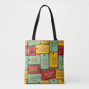 Vintage Retro Motel Key Tag Modern Americana Tote Bag