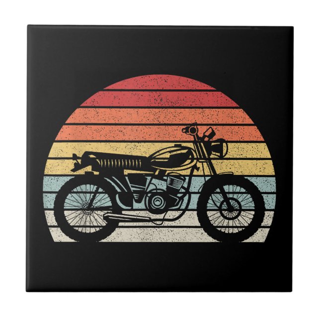 Vintage Retro Motorcycle Ceramic Tile (Front)