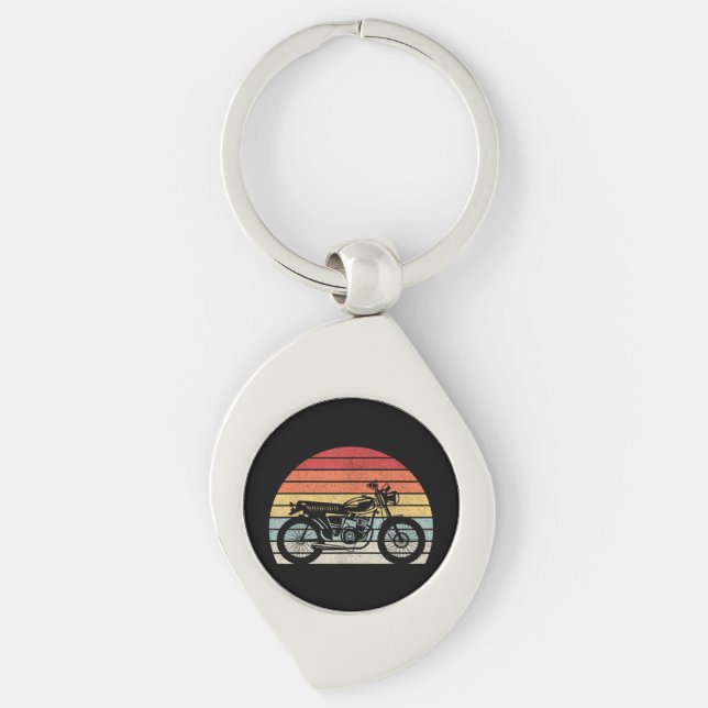 Vintage Retro Motorcycle Key Ring (Front)