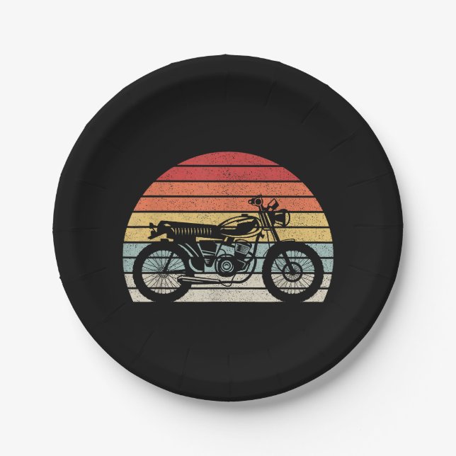 Vintage Retro Motorcycle Paper Plate (Front)