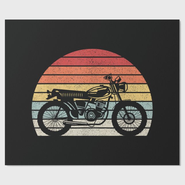 Vintage Retro Motorcycle Wrapping Paper (Flat)