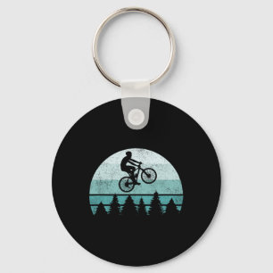Vintage Retro Mountain Bike Biking Blue Sunset Key Ring