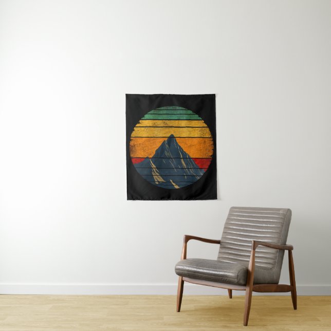 Vintage Retro Mountain Climbing Hiking Mountaineer Tapestry (In Situ)