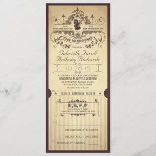 Vintage retro movie tickets wedding invitations