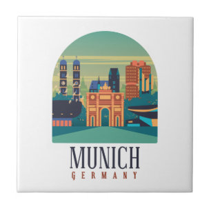 Vintage Retro Munich Bavaria Germany  Ceramic Tile