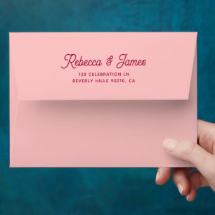 Vintage Retro Names Light Pink Peachy Wedding Envelope